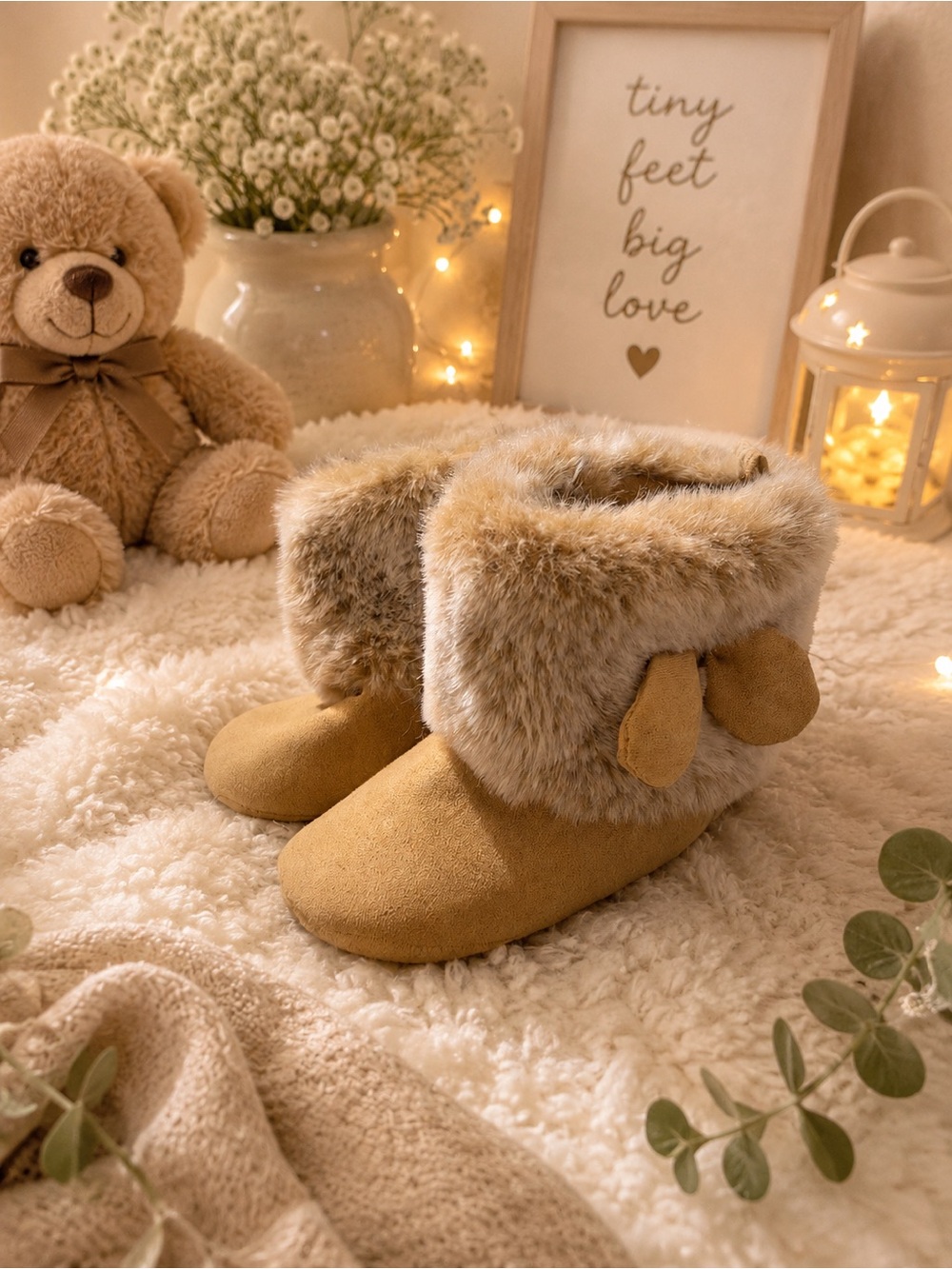 Kids Faux-Fur Lined Booties - Tan